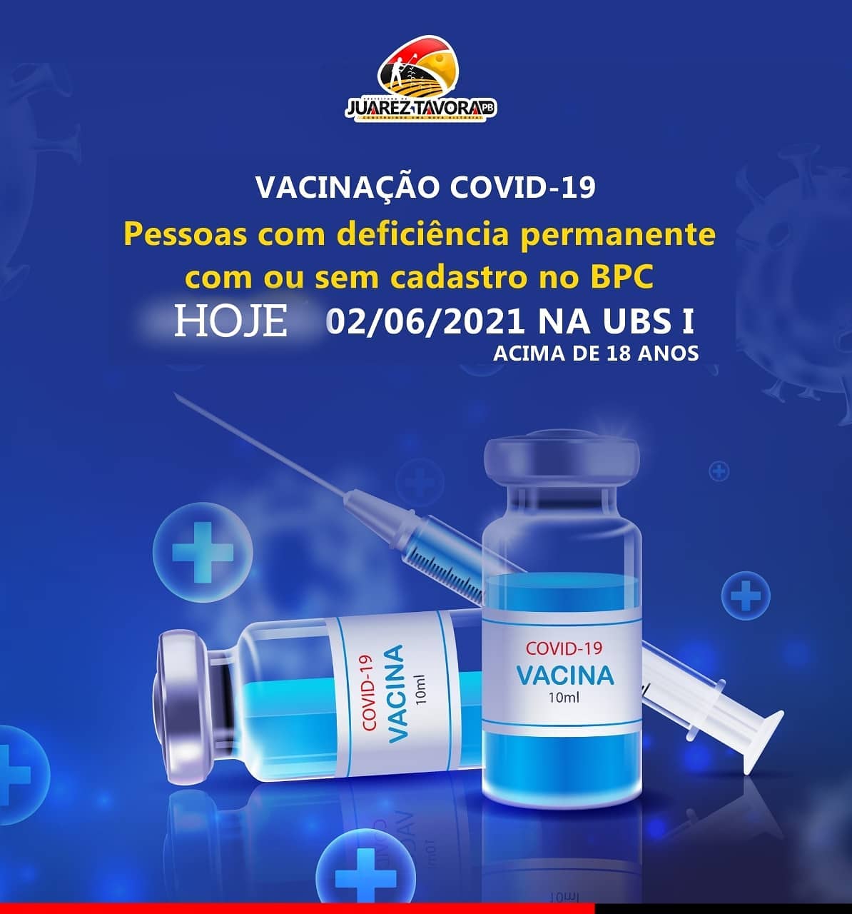 Hoje acontecerá mais uma etapa de vacinação contra a Covid-19.