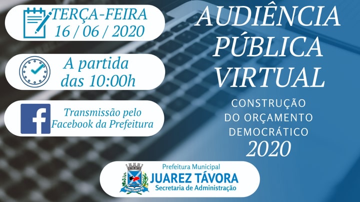 Convite para 1ª Audiência Pública Virtual 2020.