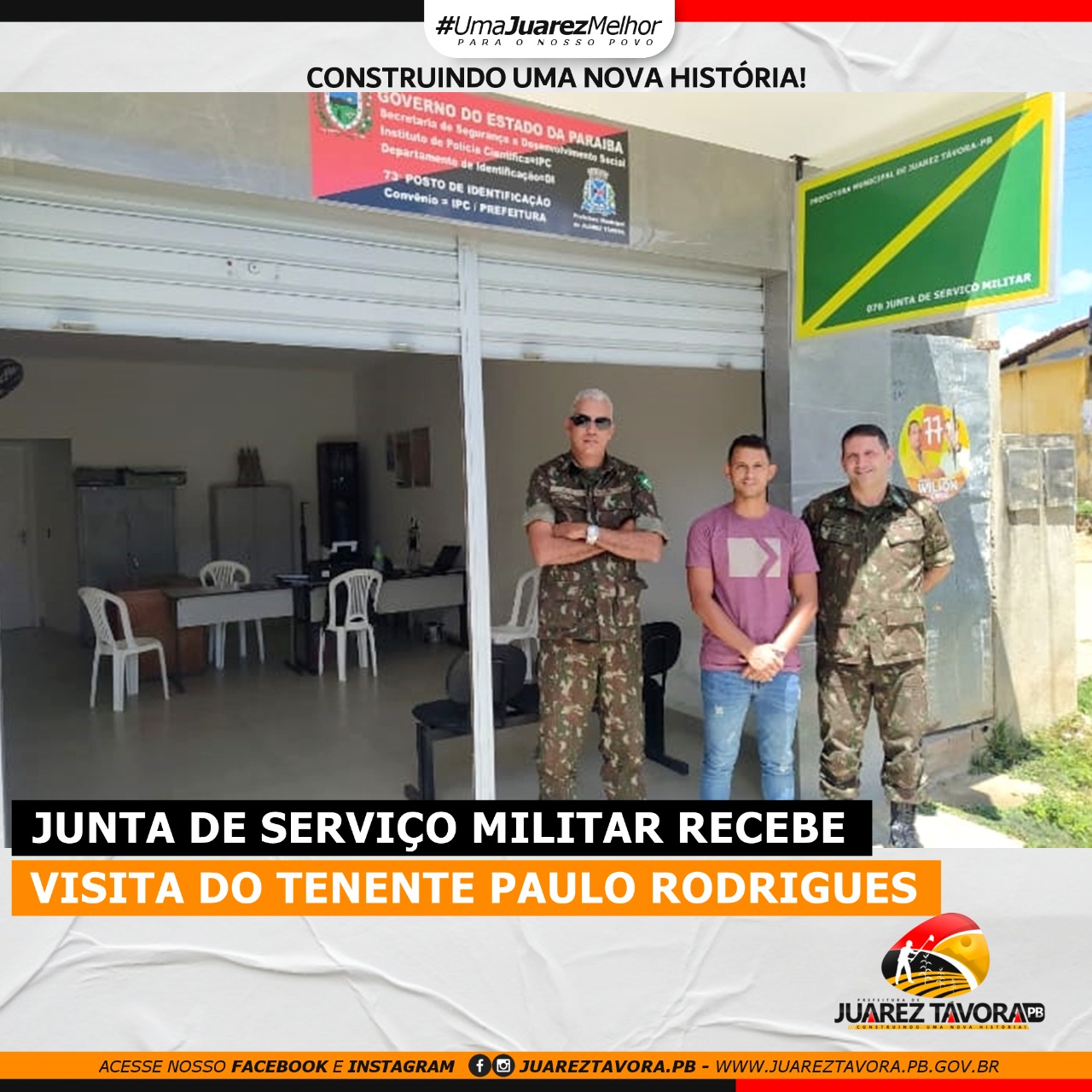 Junta do Serviço Militar de Juarez Távora recebe visita do Tenente Paulo Rodrigues