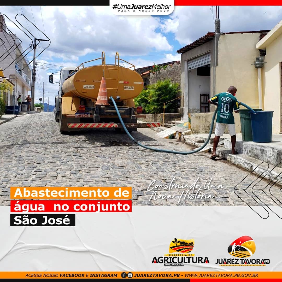 Hoje a prefeitura realizou o abastecimento de água no conjunto São José.