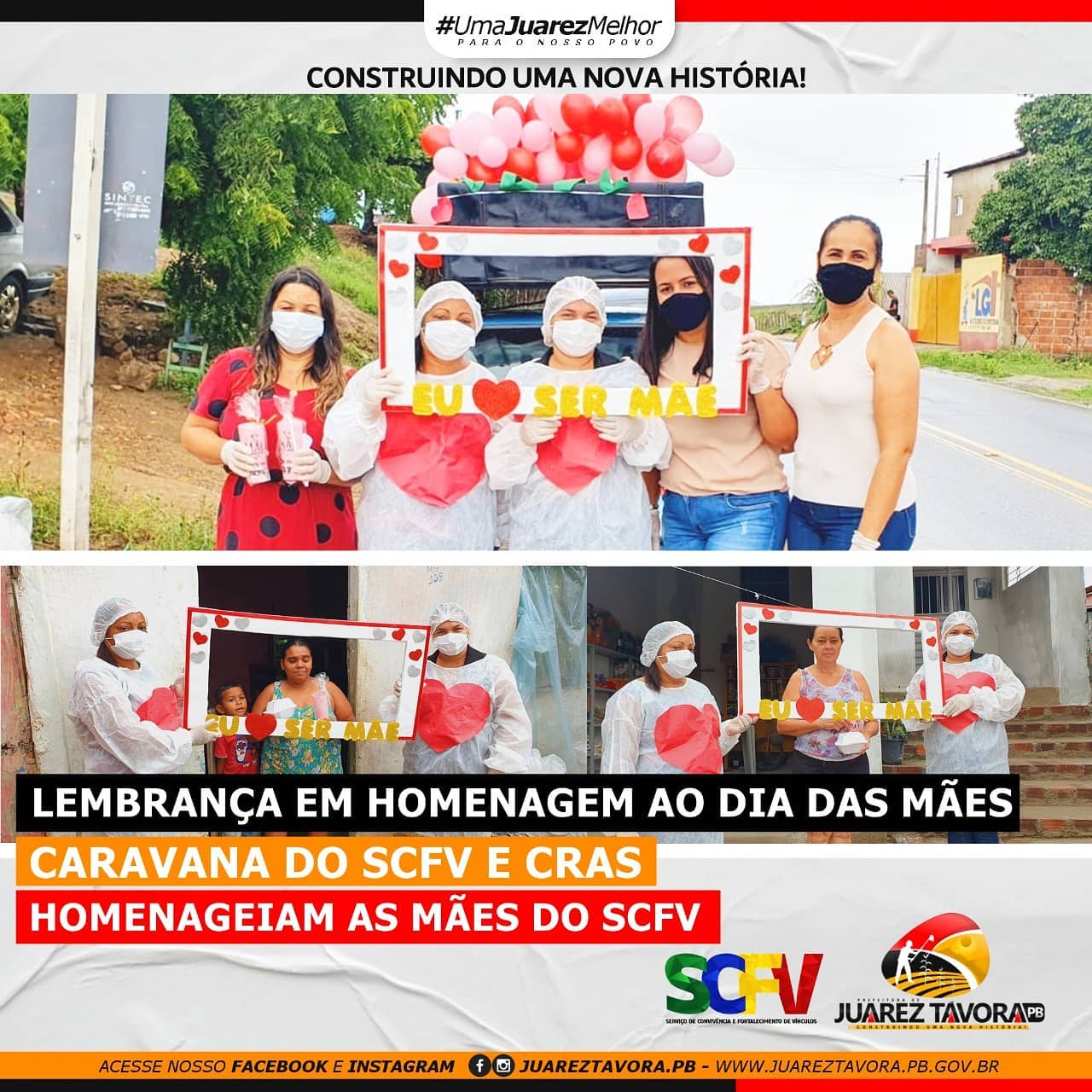 Entrega de lembrancinhas em homenagem ao Dia das Mães.