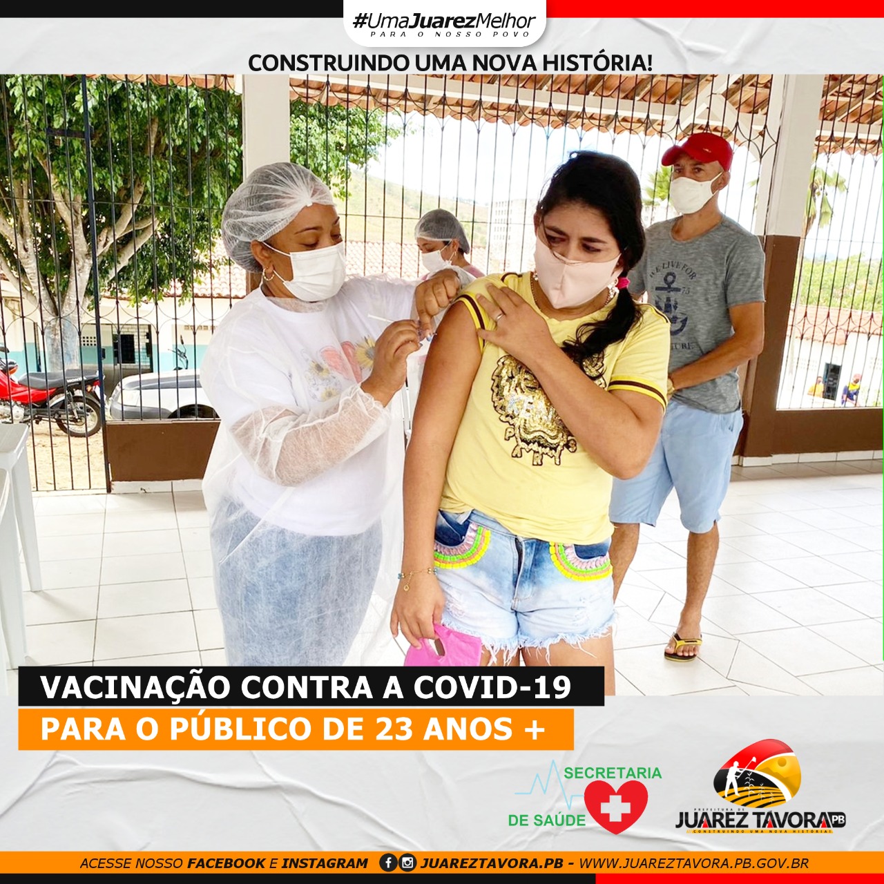 COVID-19: Juarez Távora atinge público de 23 anos ou mais na vacinação nesta quarta-feira (18)