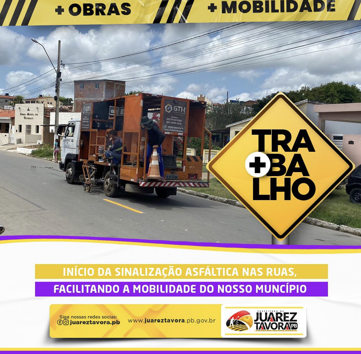 Prefeitura inicia pintura da sinalização alfáltica das principais ruas de Juarez Távora