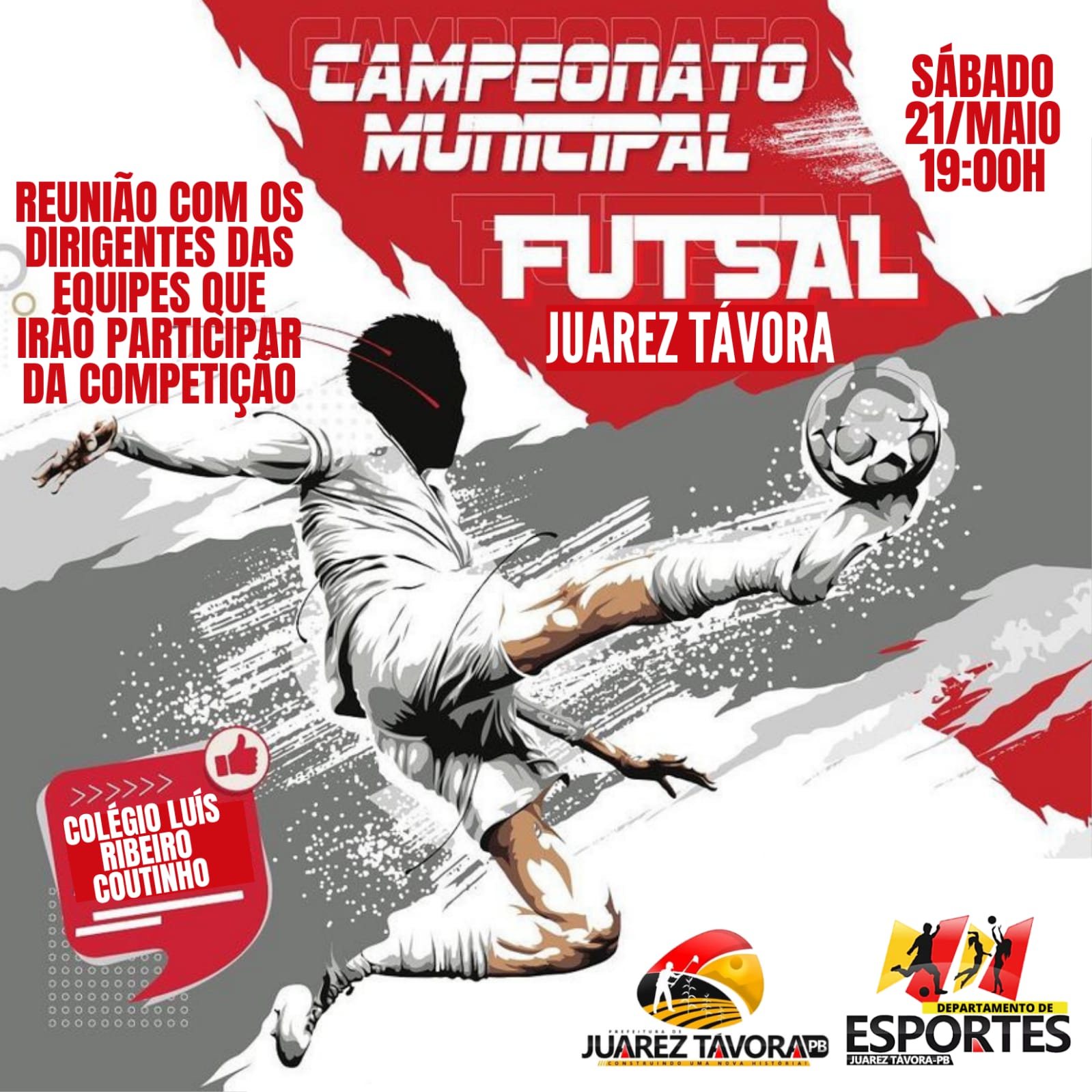 Departamento de Esportes de Juarez Távora realizará reunião para debater sobre o Campeonato Municipal de Futsal