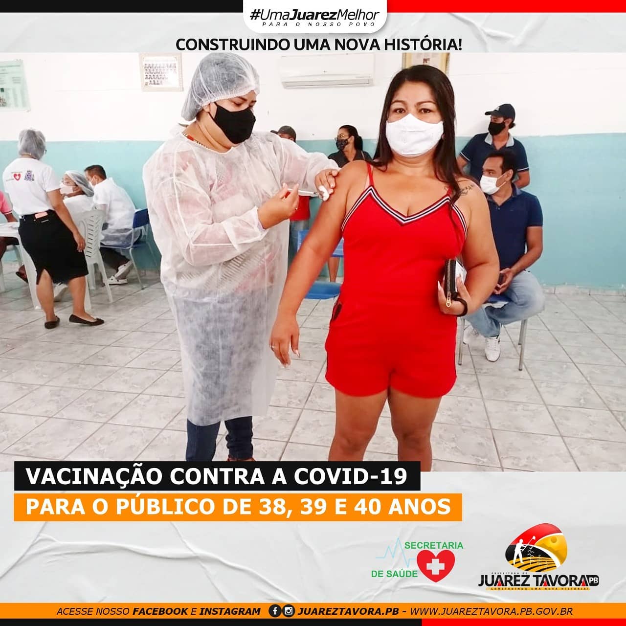 Vacinação contra a Covid-19, para o público de 38, 39 e 40 anos.