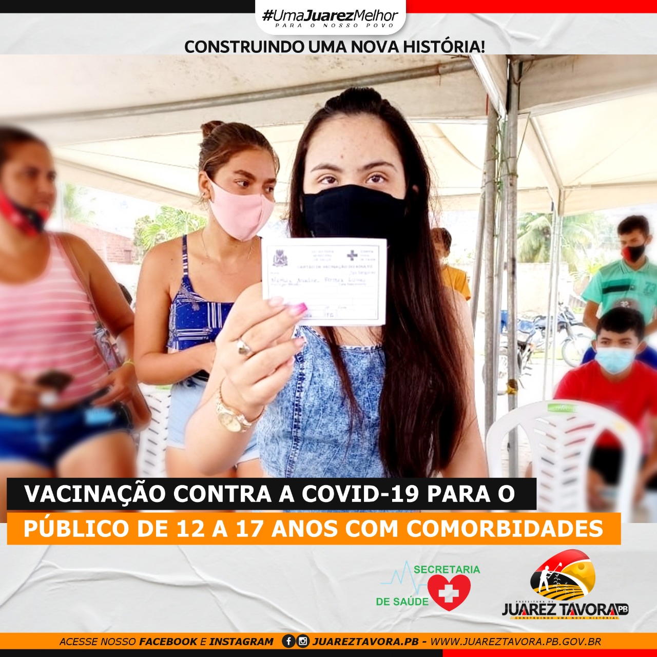 Covid-19: Juarez Távora vacina adolescentes com e sem comorbidades nesta quarta-feira