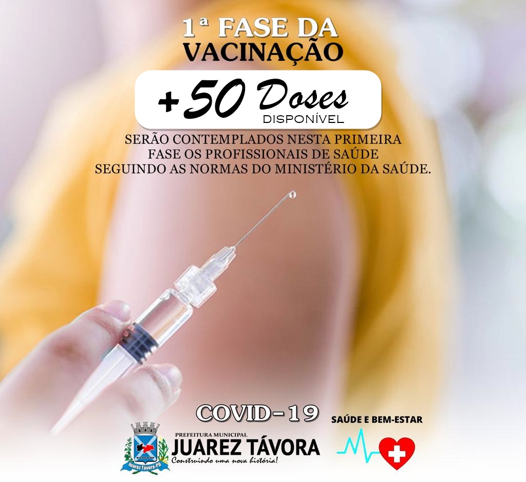 Chegam mais 50 doses da vacina contra o CORONAVÍRUS Covid-19 em Juarez Távora.