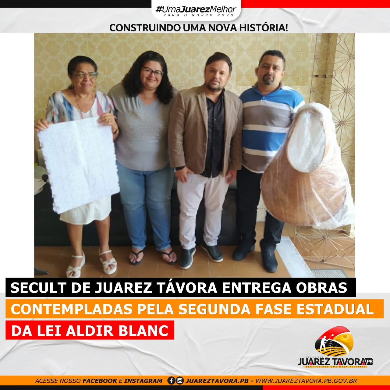 SECULT de Juarez Távora entrega obras contempladas pela segunda fase estadual da Lei Aldir Blanc